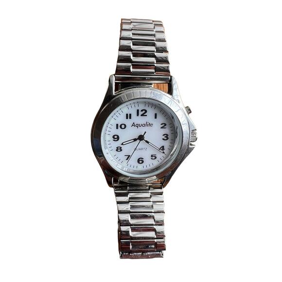 Vintage Aqualite Silver-tone Quartz Watch Flex-band Glow Hands - Picture 2 of 3